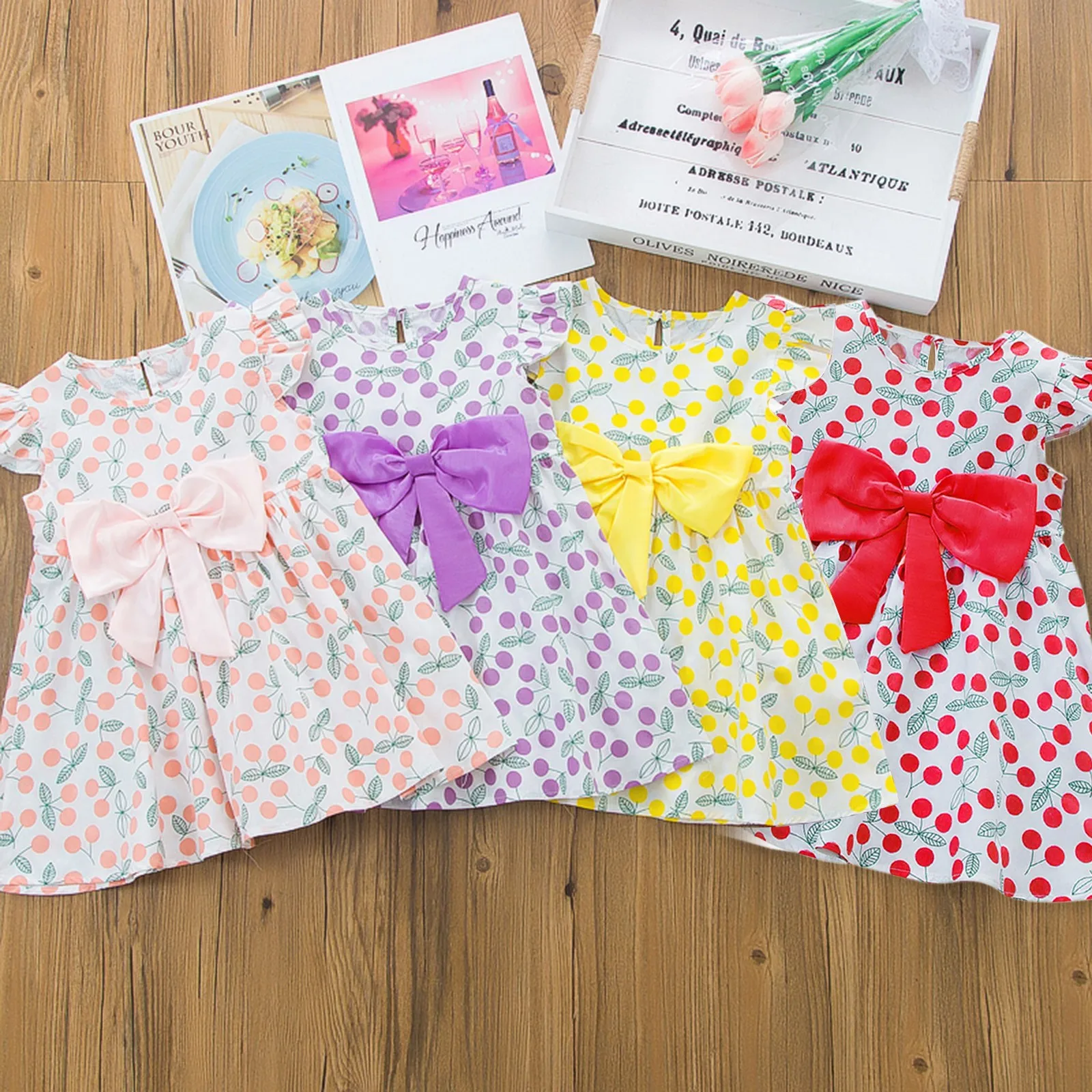 

Dress Party Outfits Toddler Casual Fruit Baby Princess Kids Bowknot Print Girls Girls Dress&Skirt Corduroy Overall Dress Long