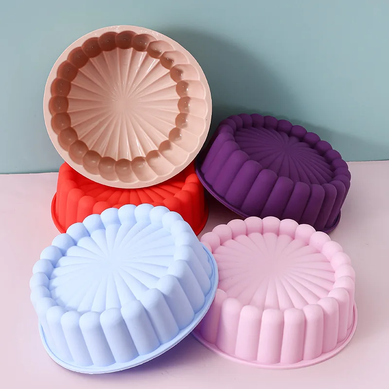

Silicone Large Cake Mold Flower Shaped Round Nonstick Baking Pan Brownie/Cheesecake/Tart/Pie/Flan/Bread Baking Tray for Birthday