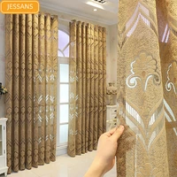 tangmei thickened curtains for living dining room bedroom window screens translucent and opaque european style jacquard curtain