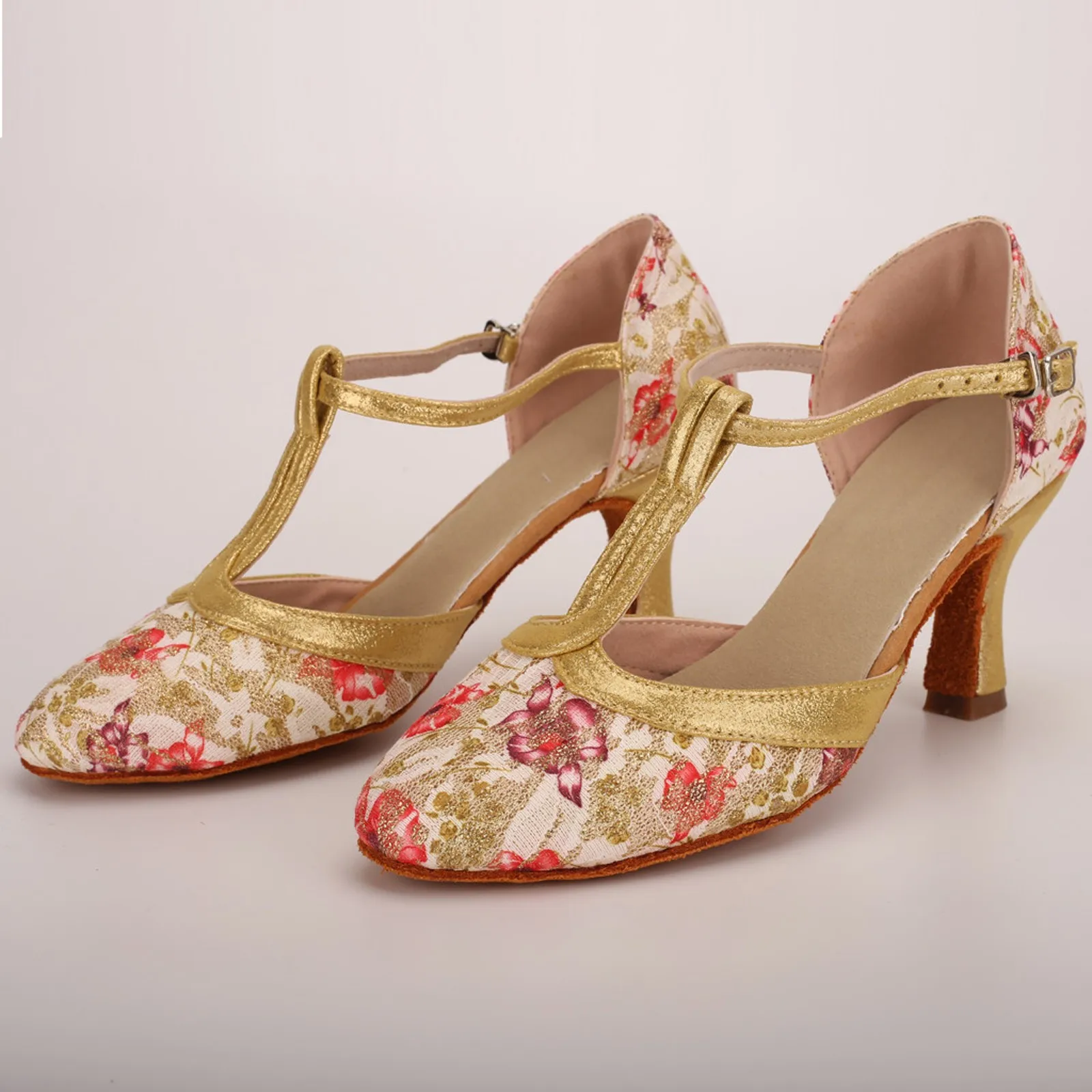 Туфли-лодочки женские на высоком каблуке с цветочным принтом
