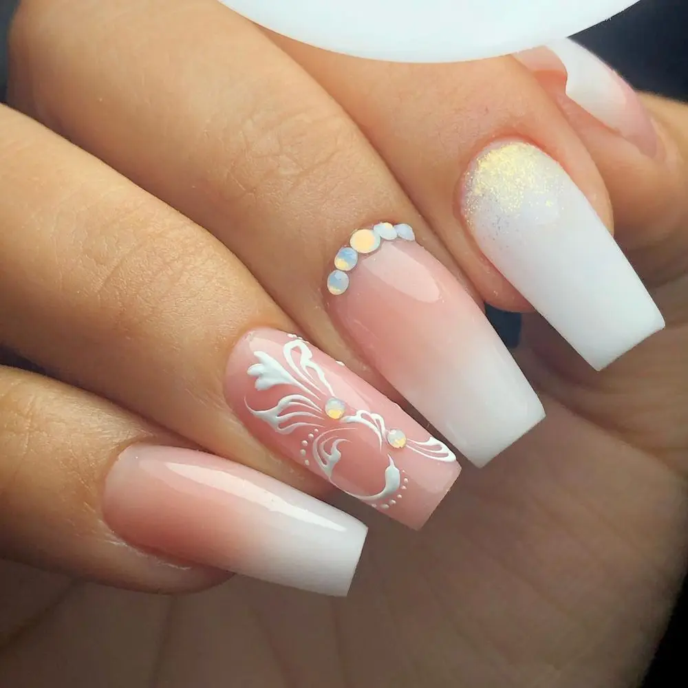 

Nail Tips DIY Press on Nails Full Cover French Medium Length Fake Nails Wearable