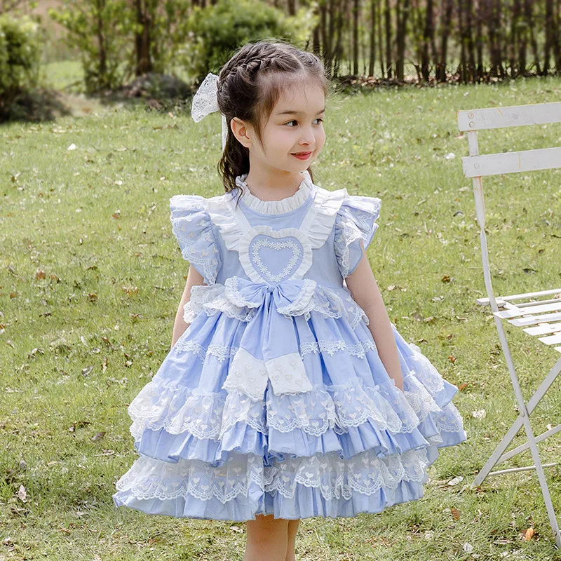 

CEKCYA 2021 Girls Spanish Turkey Dress Children Lolita Princess Lace Ball Gown WN034