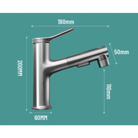 Многофункциональный выдвижной смеситель для раковины в ванной комнате, смеситель для горячей и холодной воды, латунные смесители для раковин с одной ручкой и водопроводным трубом 60 см