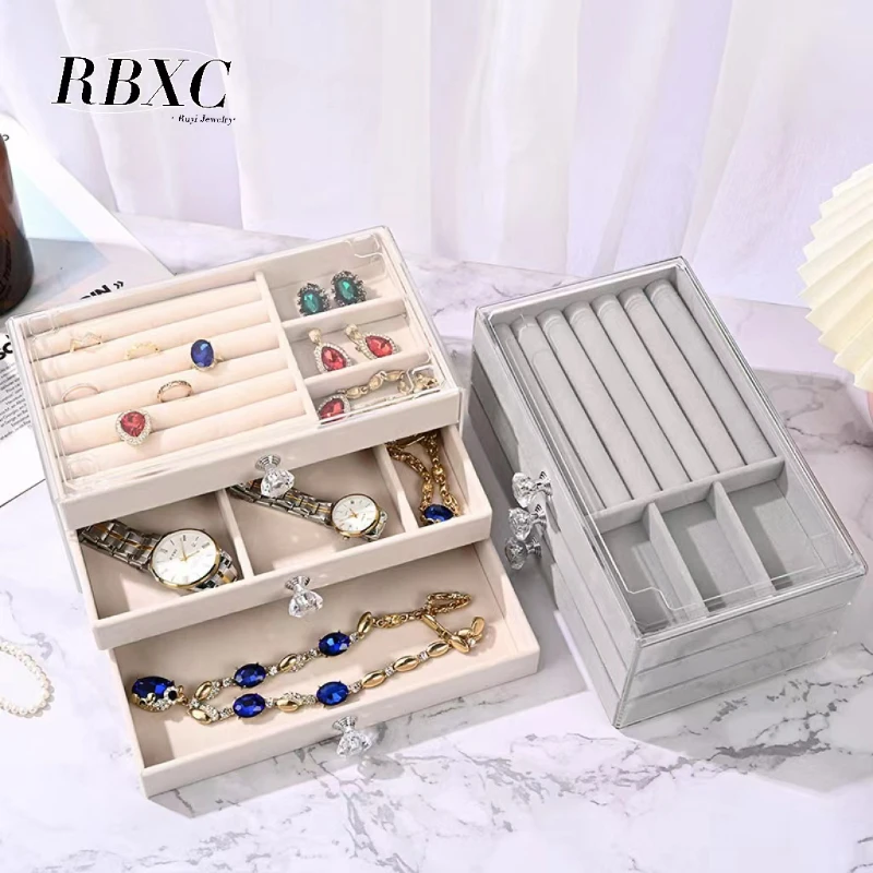 3-layer Acrylic Jewelry Display Box Earring Bracelet Storage Box for Jewelry Classification Dustproof Transparent Jewelry Box