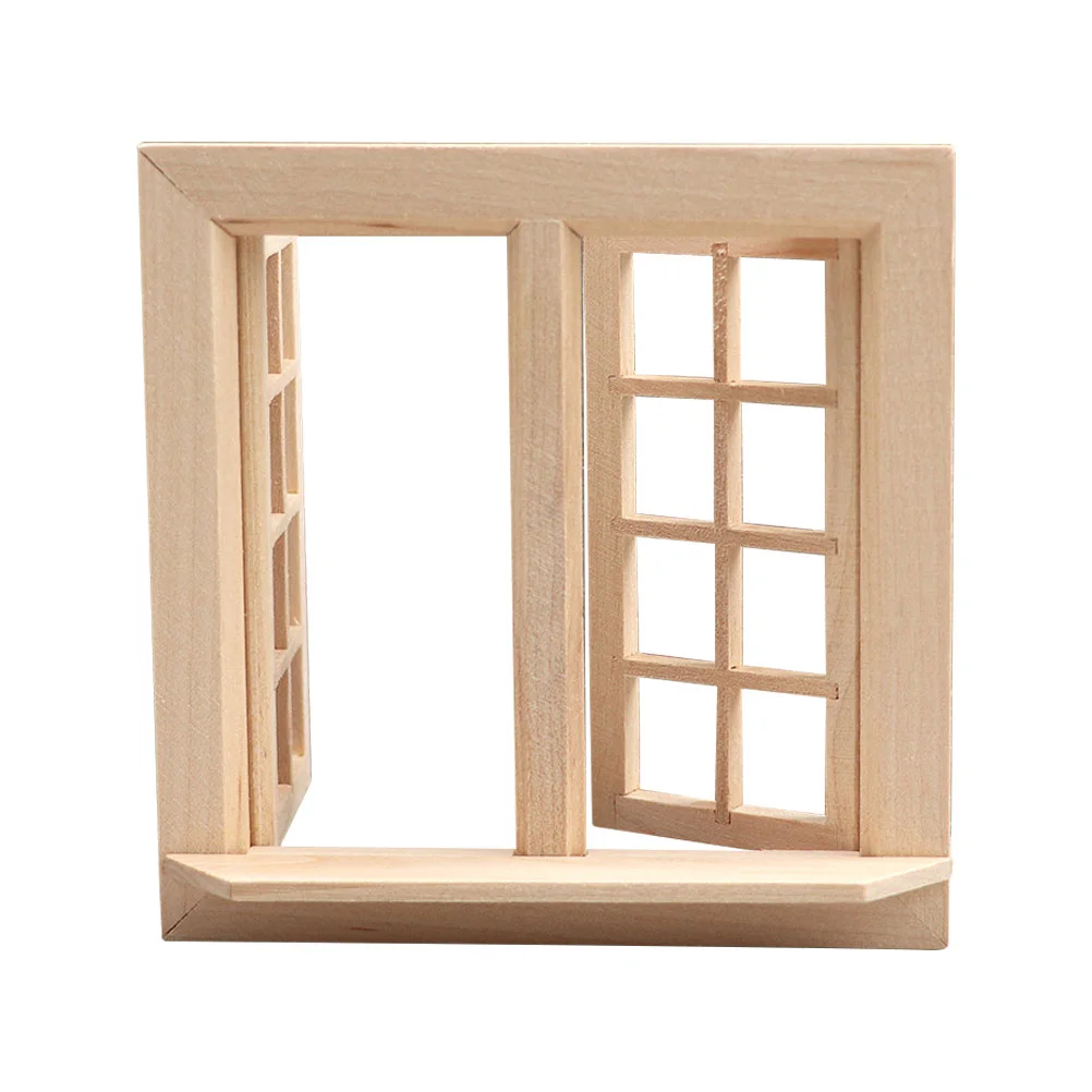 

Simulation Doors Windows Mini House Adornment Children Plaything Miniature Uncolored DIY Model Wooden Decor Dolly