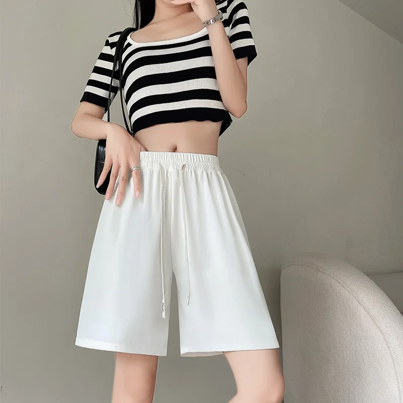 Online Text Suit Shorts Girls Outer Wear Summer Thin Casual Women's Wide Leg Pants Dosing Straight Pants Women