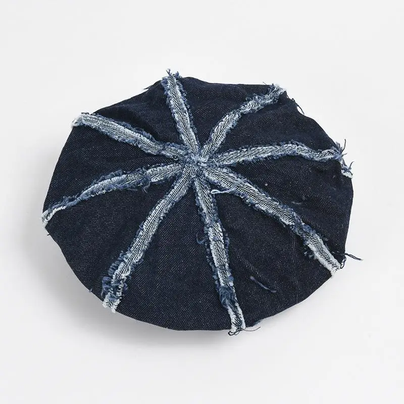 Джинсовый берет в стиле ретро женская шапка на весну и лето модная дамская Кепка