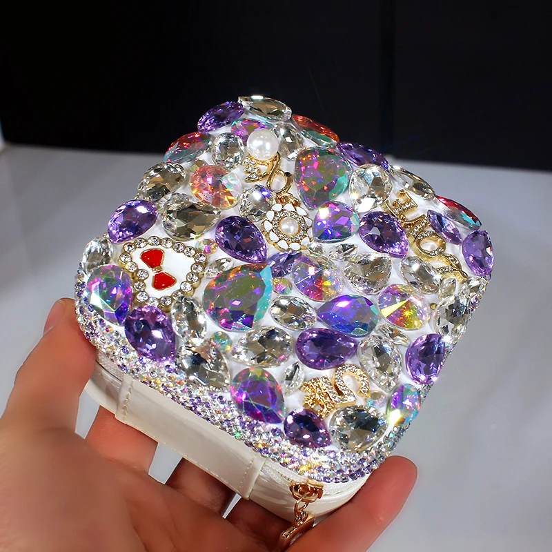 

Luxury Mini Jewelry Box Small Portable Travel Case With Crystal Rhinestone Storage Bag Earring Ring Necklace Makeup Organizer