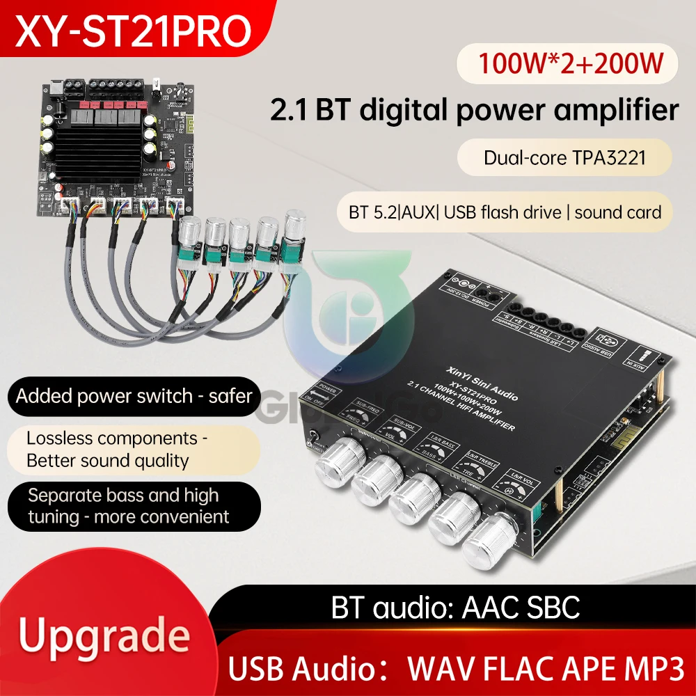 ST21PRO Bluetooth цифровой усилитель мощности плата 2 1-канальный 100 Вт x 200 сабвуфер TPA3221