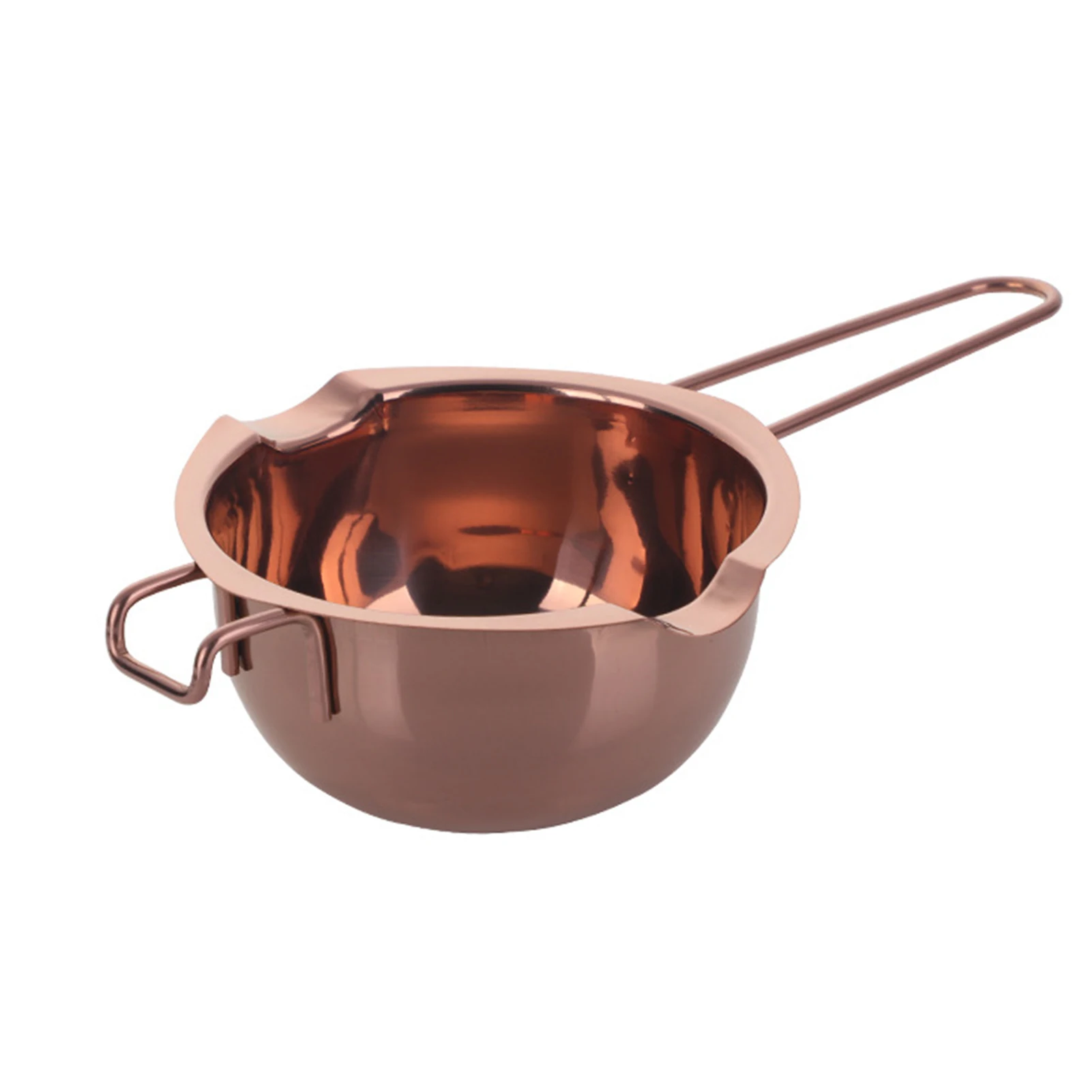 

Easy Clean Milk Bowl Home Warmer Long Handle Portable With 2 Spouts Cheese Melting Pot Chocolate Butter Stainless Steel Candy