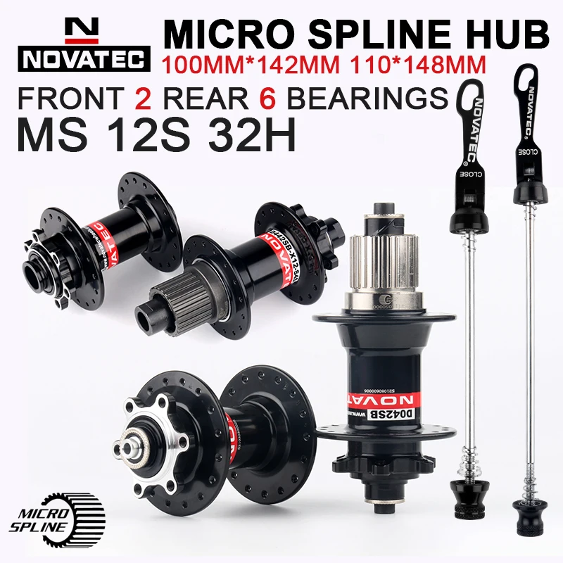 

NOVATEC D041SB-15 D442SB-X12-S4S D042SB Micro Spline Hub 32 Holes MTB MS Cubes for Shimano M6100 M7100 M8100 12S Bicycle