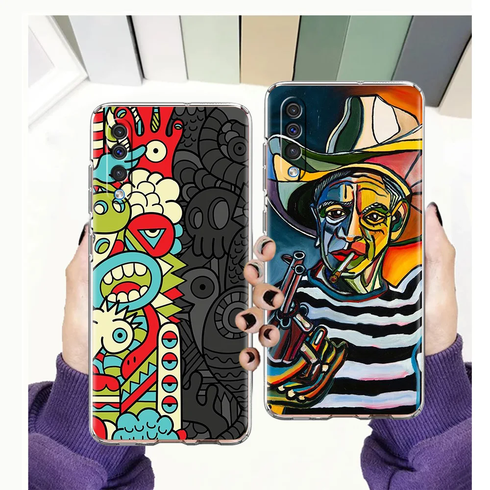 

Picasso Abstract Art Phone Case For Samsung Galaxy A12 A02 A03S A50 A70 A10 A20 A20S A30 A40 Luxury Transparent Soft Shell Coque