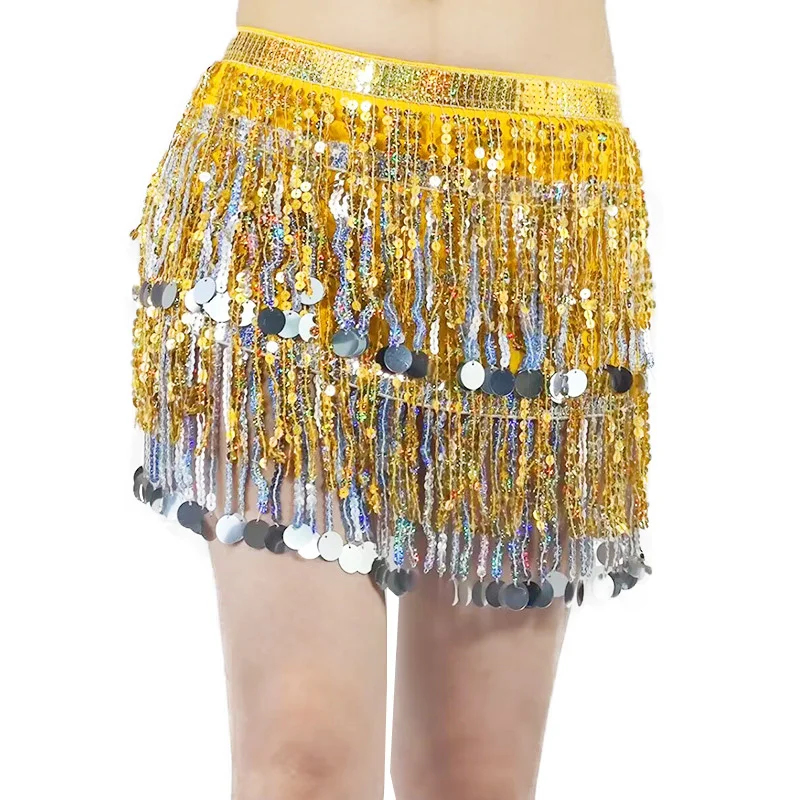 

shiny sequin fringe belly dance stage performance wear hip scarf waist chain