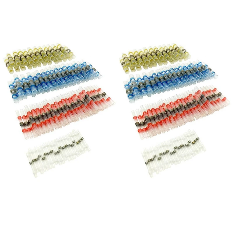 

200Pcs Solder Seal Heat Shrink Butt Connectors Terminals Electrical Copper With Case(70Red 60Blue 50White 20Yellow)