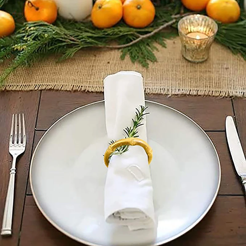 Набор бамбуковых колец для салфеток ручной работы 6 шт. натуральные рустикальные