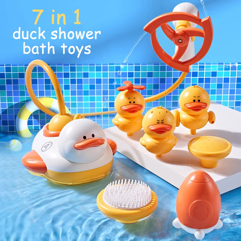 

Детские Игрушки для ванны 7 в 1, распылитель детской утки, игрушки для воды для детского душа, мячи для ванной, детская игрушка, Игрушки для ванны, подарок