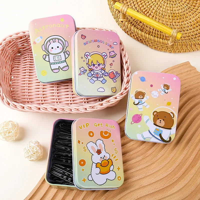 

Creative Cute Tinplate Storage Box Metal Packaging Tin Box Jewelry Organizer Postcard Desktop Small Object Hairpin Storage Cases