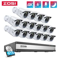 zosi 8mp h 265 16ch security camera system 4k poe nvr set ip66 ip camera color night vision cctv video surveillance system kit