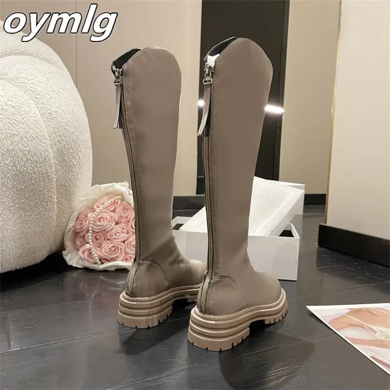 High boots but knee-high women's 2022 autumn and winter new cigarette boots fashion all-match thin thick-soled boots women