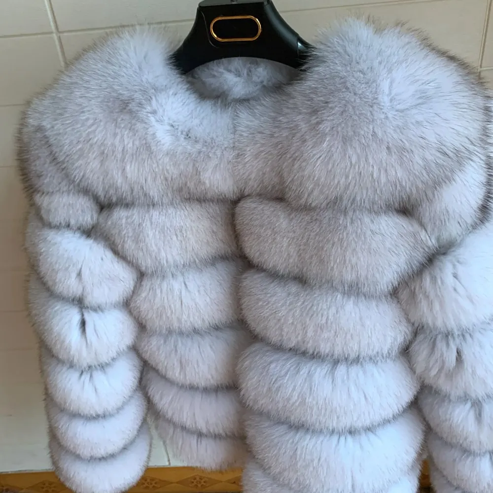 new style real fur coat 100% natural fur jacket female winter warm leather fox fur coat high quality fur vest Free shipping