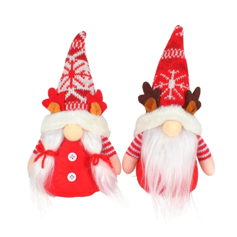 

Knitted Christmas Deer Antler Faceless Figurine, Xmas Home Decoration