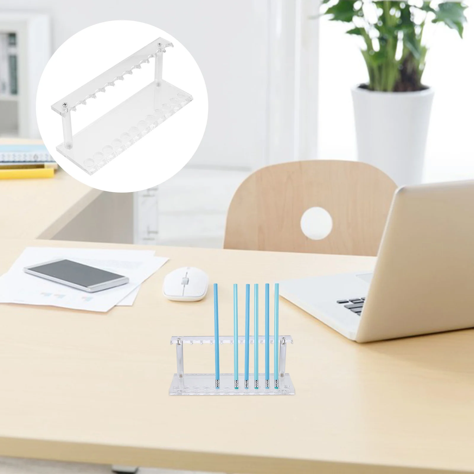

Acrylic Pen Clear Rack Tableware Pen Display Holder Makeup Brush Organizer Frame Holder