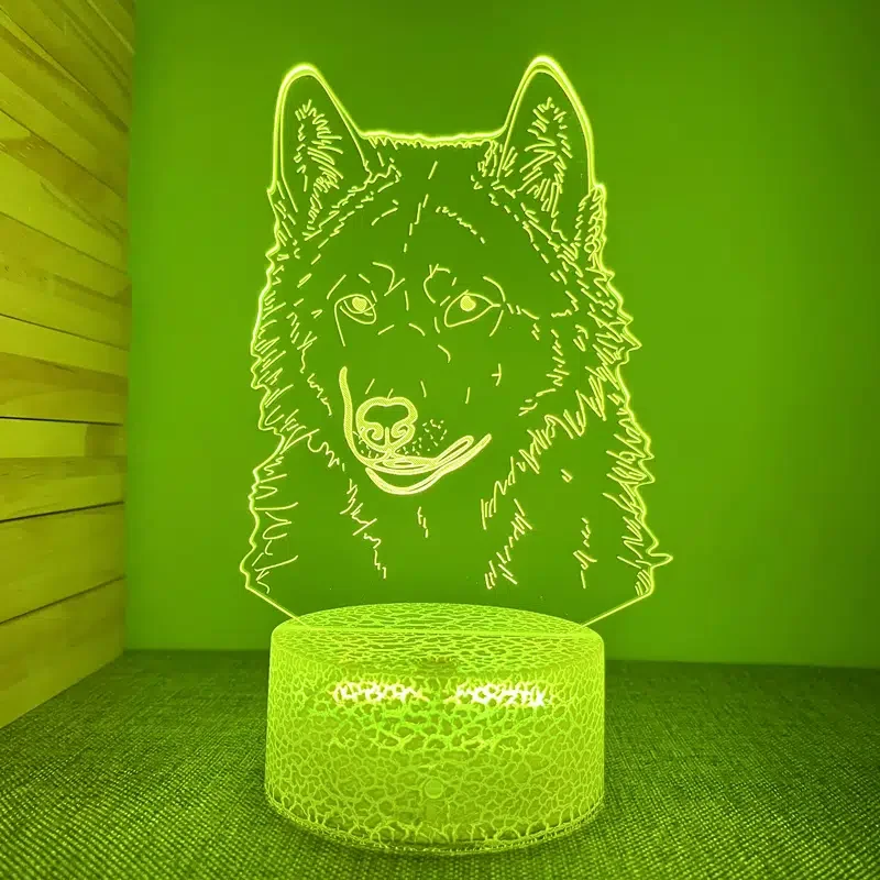 

HMTX 1 шт. креативный 3D ночник, в форме волка, USB атмосферная настольная лампа, с сенсорной кнопкой, 7,48 "x 4,4"