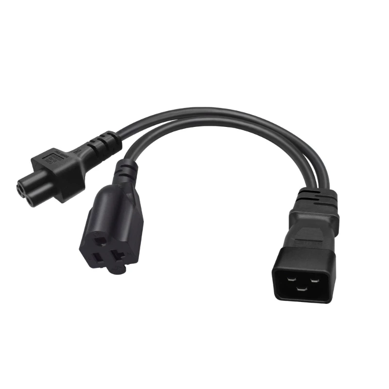 

3-Prong C20 to C5+5-20R Connector Adapter Cord Male Plug to Female Socket Converter Cable Y-splitter Power Line