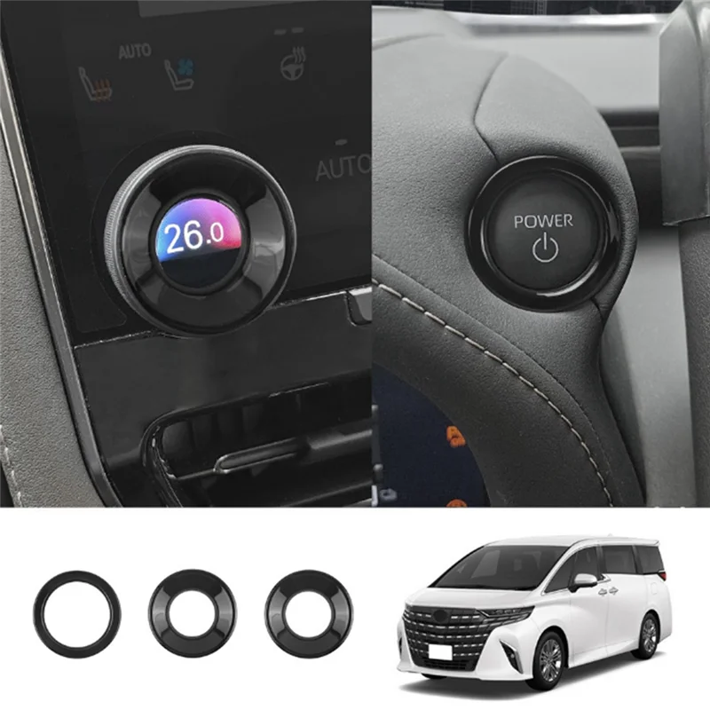 Фото Для Toyota ALPHARD 40 Series 2023 + глянцевая черная крышка кнопки запуска двигателя и центральная ручка управления, наклейка, простая в использовании №1