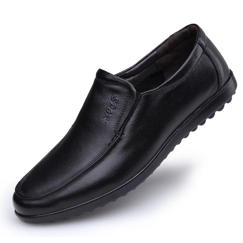 

Men'scasual shoes leather soft bottom non-slip middle-aged and elderly shoes breathable shoes dad toe layer cowhide single shoes