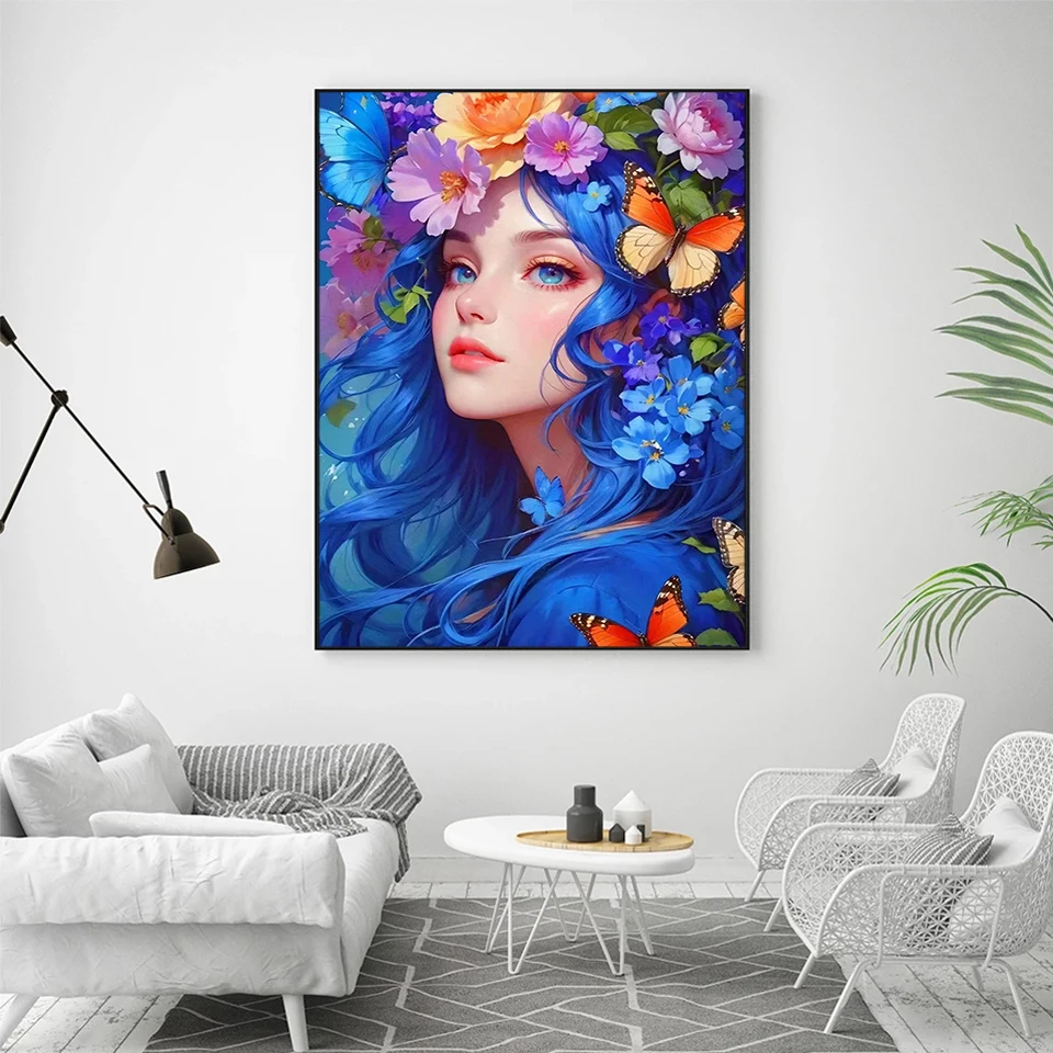 Azqsd Набор Алмазной Живописи Полный Круглый Сверл Портрет Девушки Искусственная