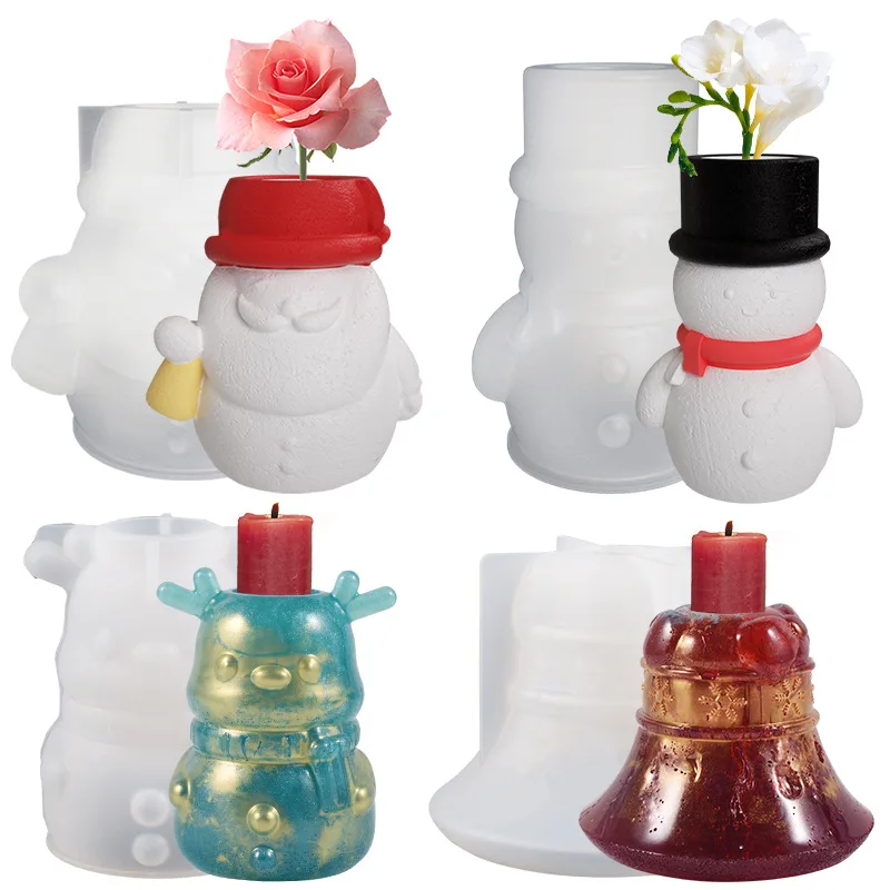 

Christmas Snowman Candle Holder Silicone Molds Resin Casting Mould for DIY Candle Making Polymer Clay Craft Plaster Resin DIY