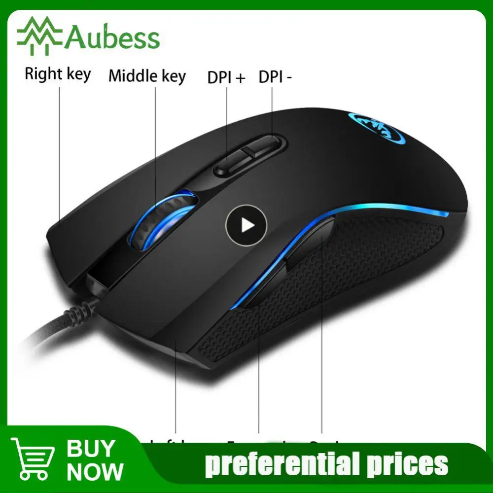 Высококачественная оптическая профессиональная игровая мышь Hongsund с 7 яркими цветами детской подсветки и эргономичным дизайном для LOL CS, 1 ~ 10 шт.