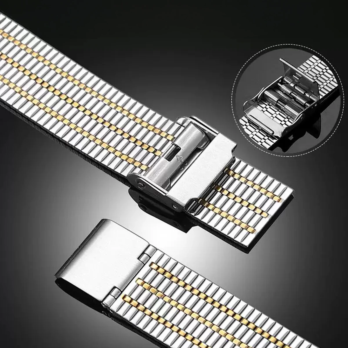 Фото Миланский ремешок с защитной застежкой для Google Pixel Watch 4 45 мм, металлический ремешок из нержавеющей стали с семью звеньями для Google Pixel 4, 3, 2, 1 №2