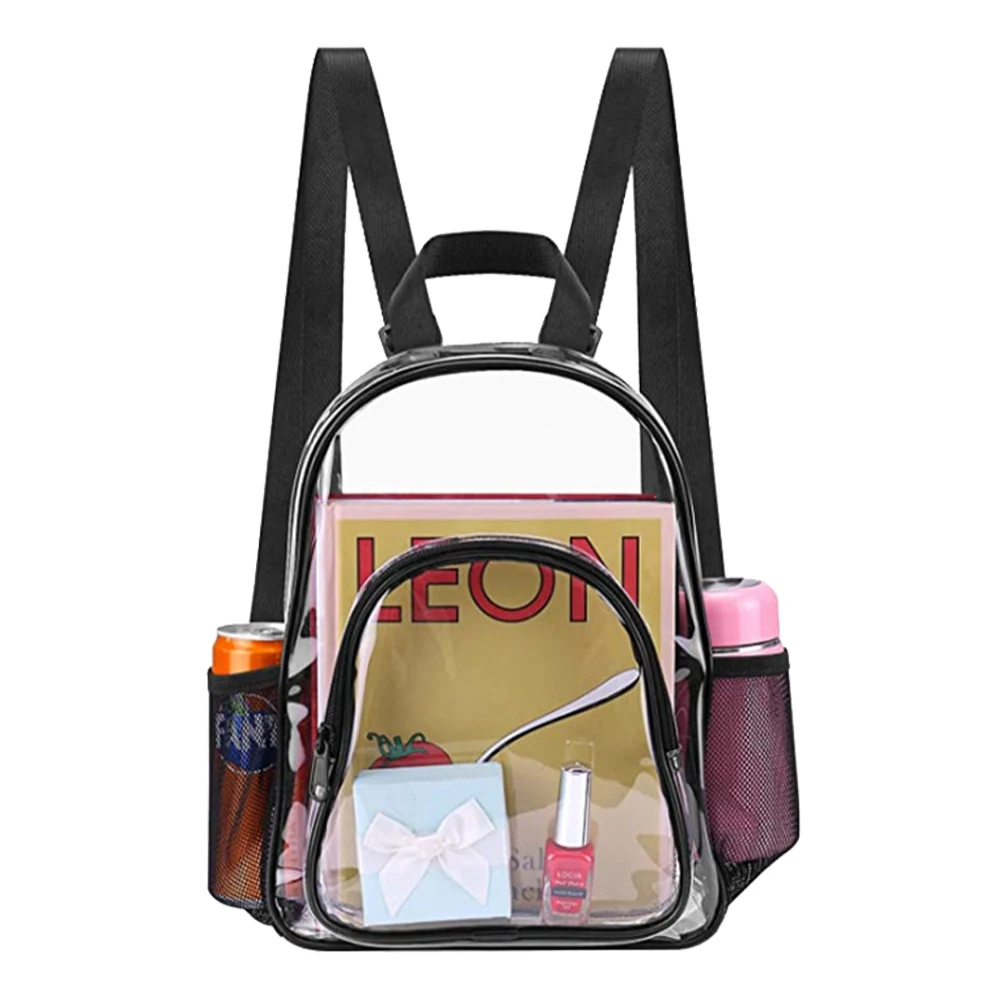 

Sports Knapsack Waterproof Fashion See Through Transparent PVC Women Backpack Stadium Approved Casual Simple for Outdoor Hiking