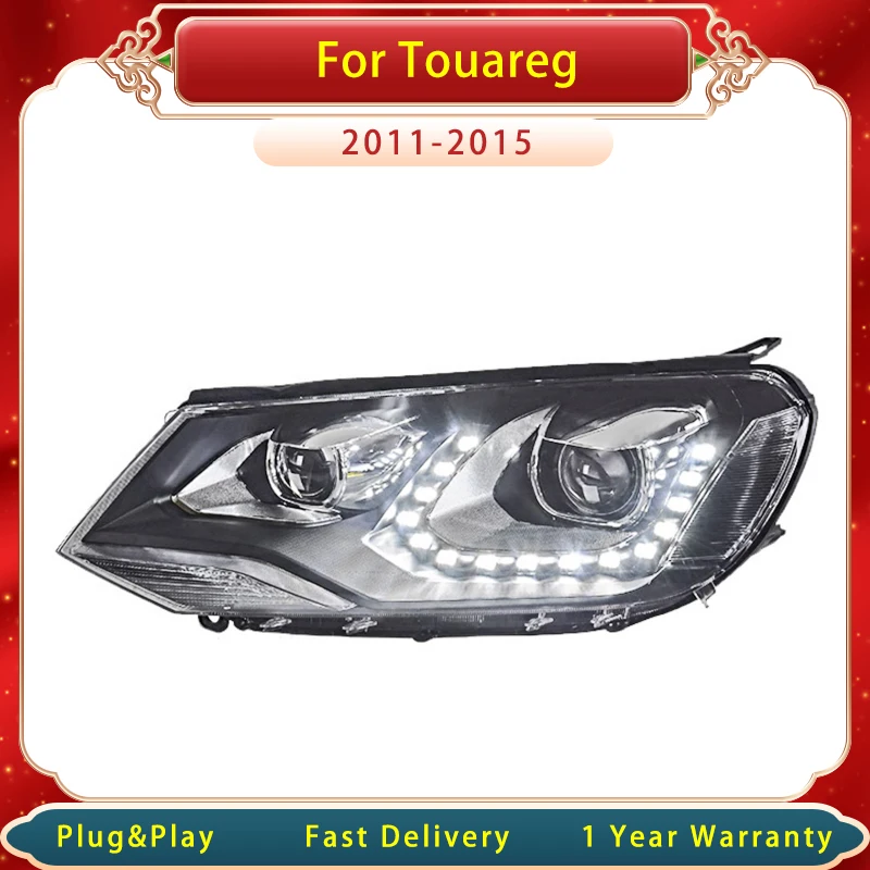 Фото Автомобильная фара для VW Touareg 2011-2015, линза проектора, лампа головного света, DRL, сигнал поворота, фара головного света, аксессуары №5