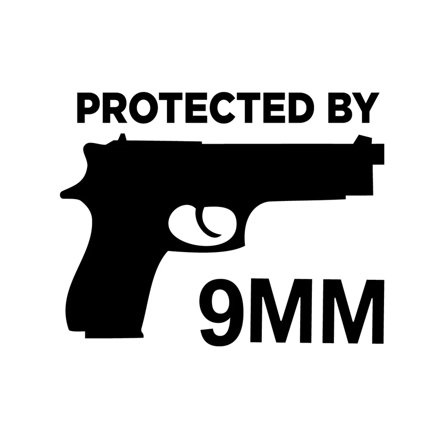 

Protected By The Gun 9MM Bumper Vinyl Car Sticker Firearm Gun Ammo Decor12cm*8cm