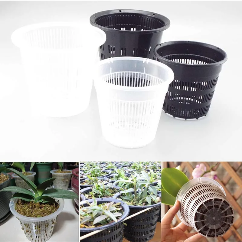

5pcs Meshpot Root Control Clear Pot for Orchid Planting Air Holes Planter Plastic Flower Pots Home Gardening Decoration