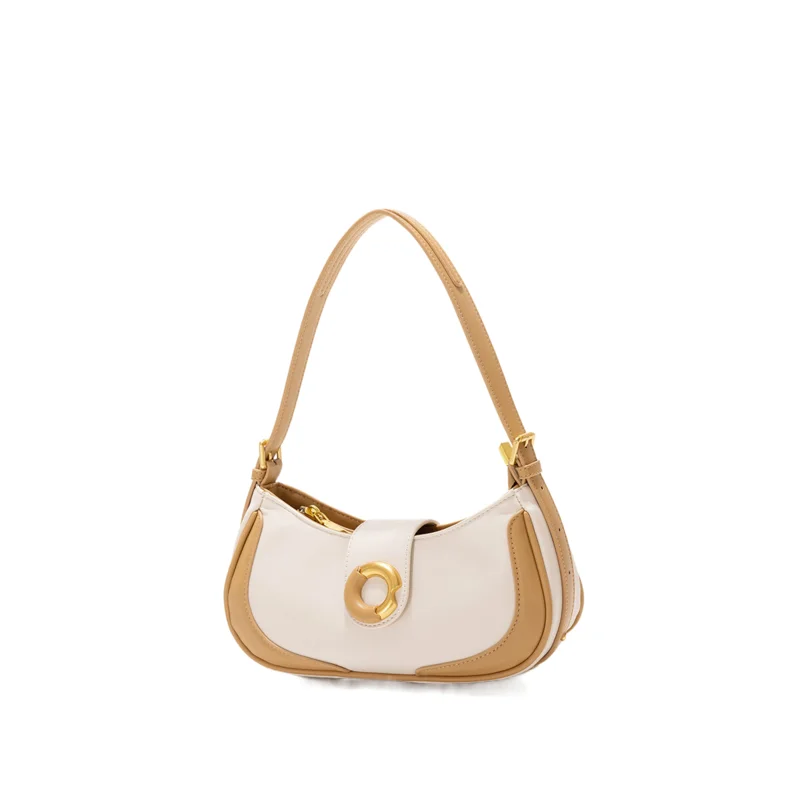 Advanced sense retro women's shoulder bag Niche design contrast color handbag Fashion Underarm Bag Genuine Leather crossbody bag