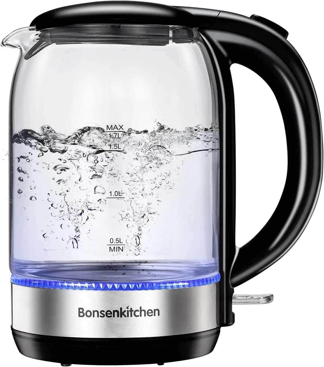 

Glass Electric Kettle,1.7L Fast Boil Water Kettle with Illuminated LED, Auto-Off & Boil-Dry Protection, BPA-Free, 2200W, EK8904
