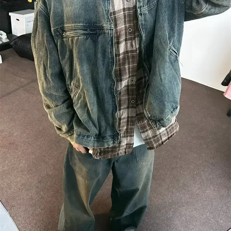 Винтажная джинсовая куртка в американском стиле для мужчин и женщин пара 2024