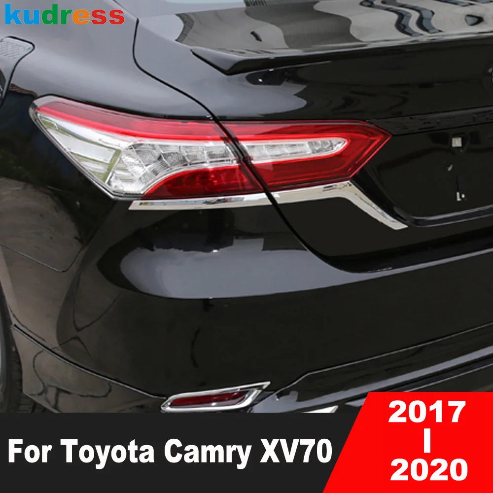 

For Toyota Camry 70 LE XLE 2017 2018 2019 2020 Chrome Car Rear Light Lamp Cover Trim Taillight Eyebrow Molding Strip Accessories
