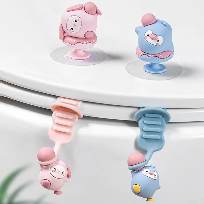 

Cute and creative toilet lid opener Creative toilet lid handle anti dirt handle Toilet handle Uncover six toilet lid holders