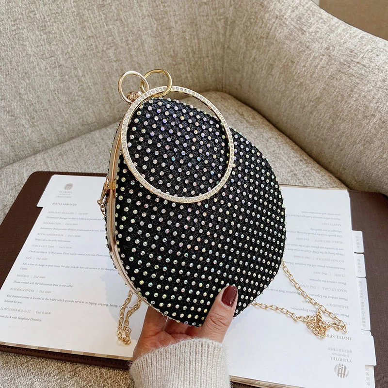 

European Design Shining Evening Bag Women Luxury Diamonds Party Day Cluthes Vintage Lady Mini 2023 Bags black silver FTB341
