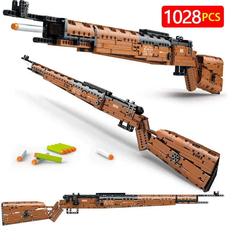 

1028PCS City WW2 Military Weapons Rifle Gun Building Blocks Mechanical War Submachine Pistol Swat Bricks Toys for Kids Gifts