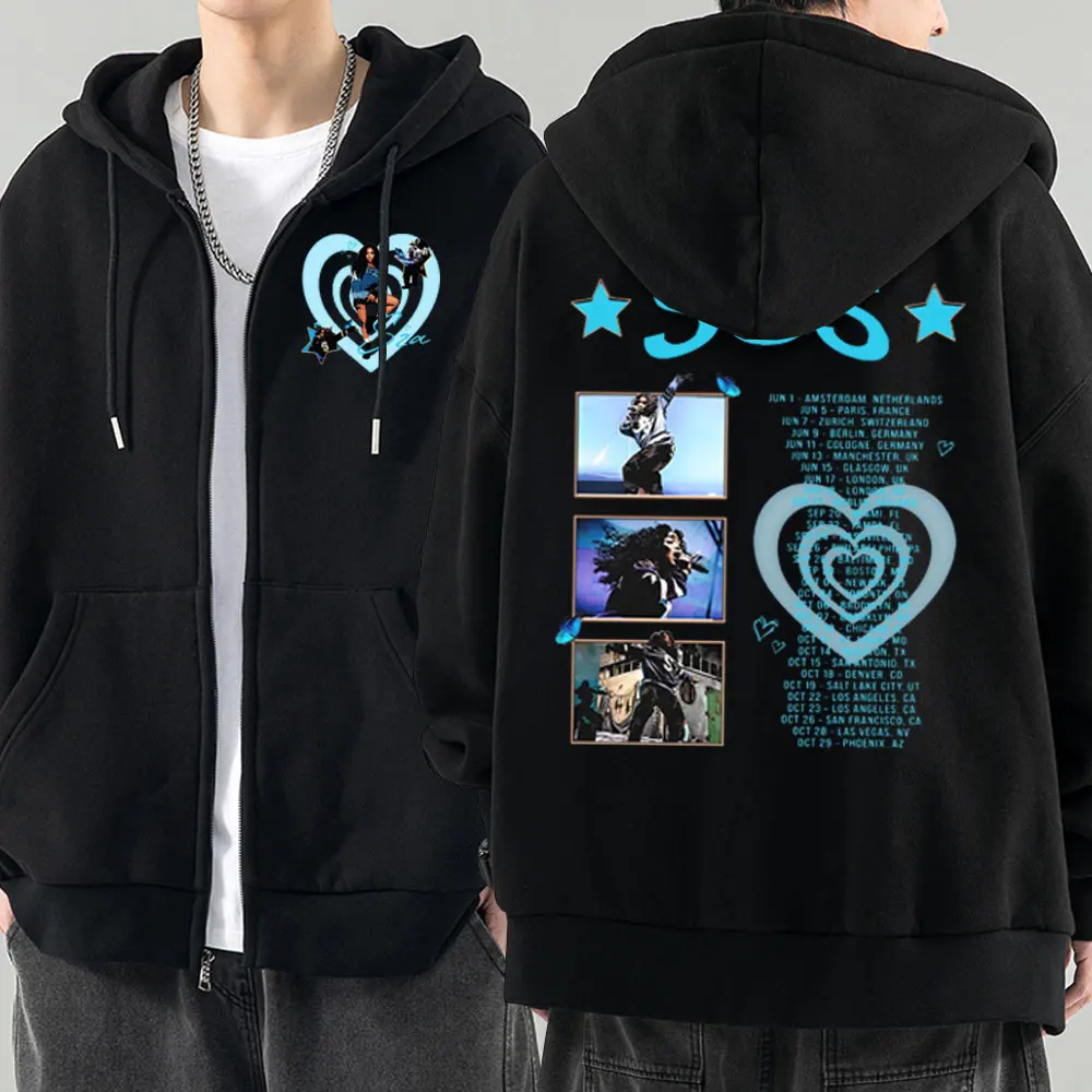 

SZA 2023 Concert Tour SOS Zipper Hoodie Men Women's Fashion Aesthetic Oversize Hoodies Coats Hip Hop Harajuku Zip Up Jacket Tops