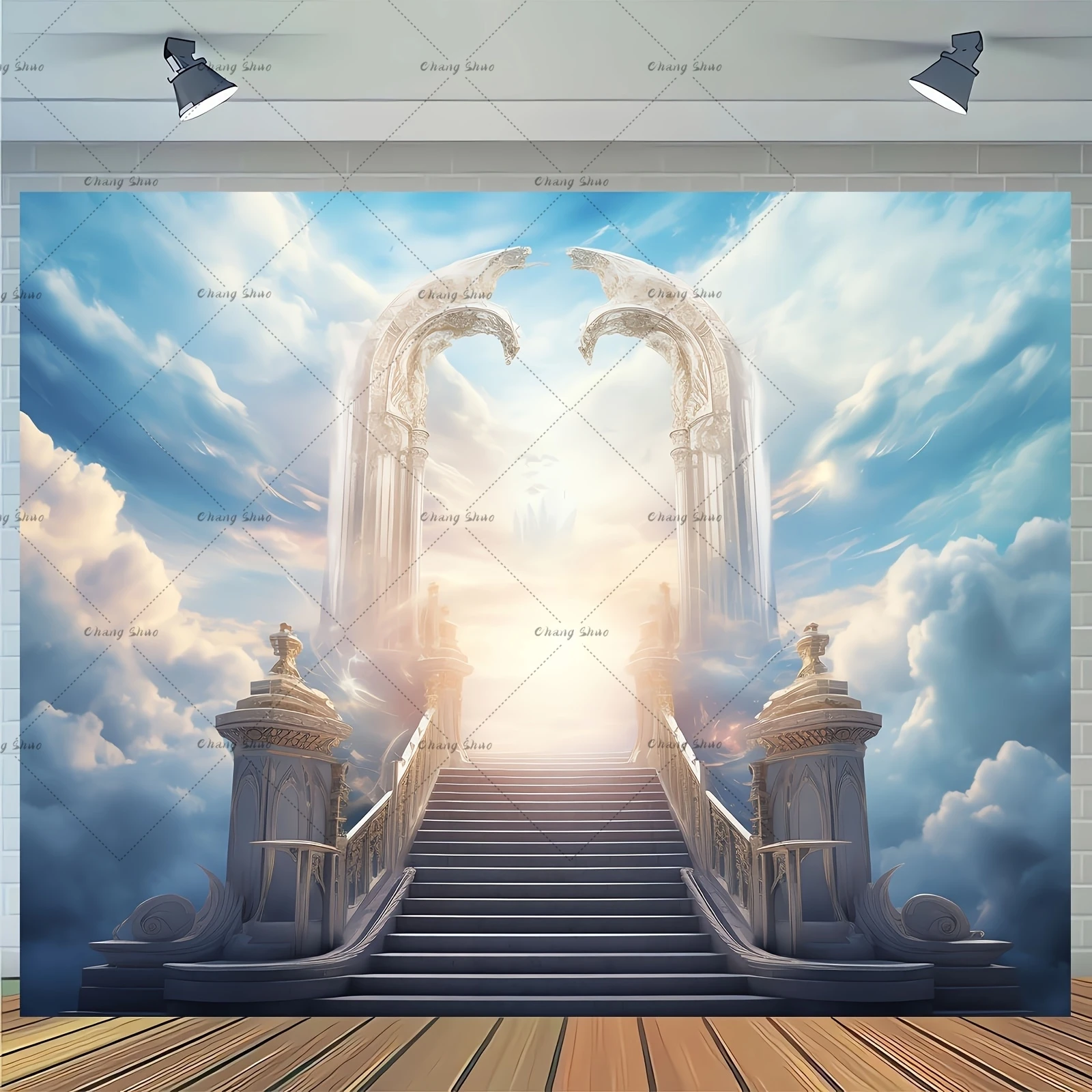 Фотофон Mehofond лестница в Небесный рай ворота небо облака взрослый портрет