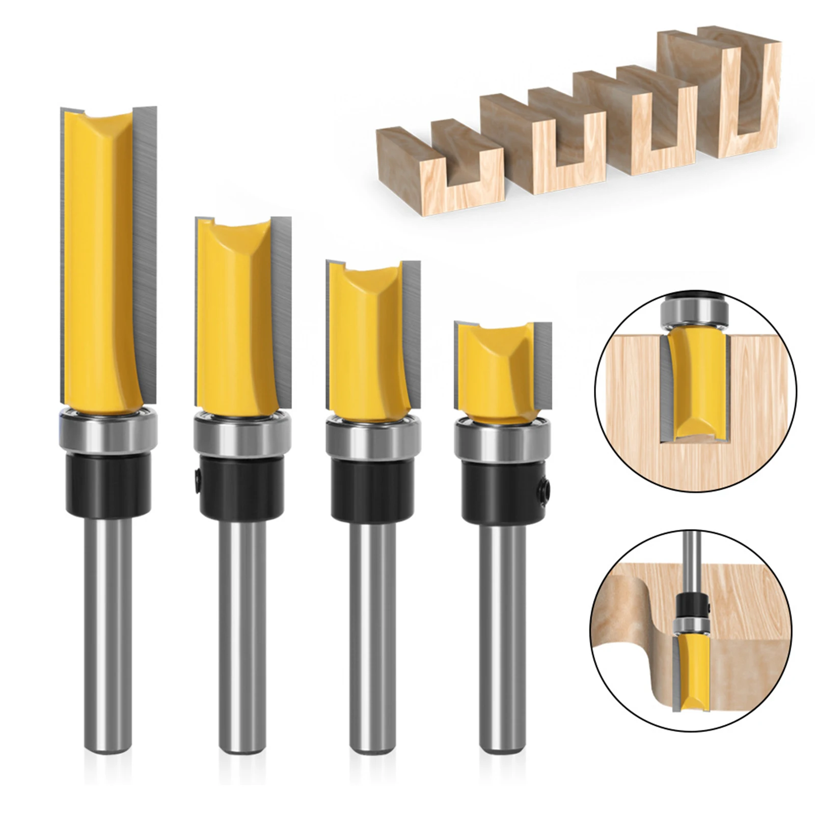 

4 шт. 10 20 25 38 мм хвостовик шаблон Отделка петли долбежная фреза прямая Концевая фреза триммер очистка утапливание отделка Tenon резак