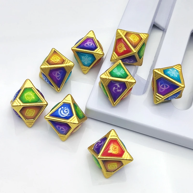 

Genshin Impact Genius Lnvokation TCG Cosplay Elemental Dice Genshin 8 Pattern Seven Elements Dice Halloween Props Accessories