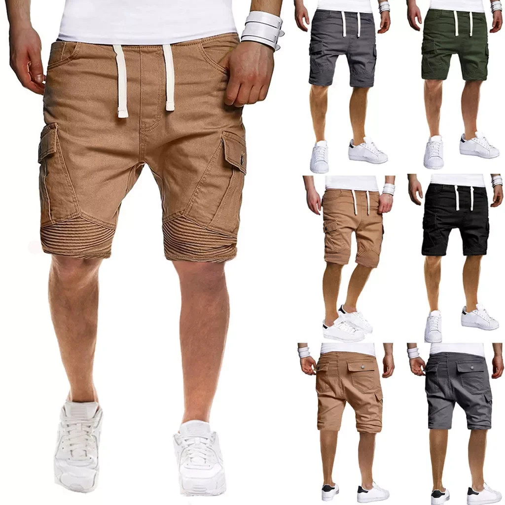 

NEW IN Cargo Shorts Cotton 2022 Summer Multi-pocket Tactical Shorts Pants Mens Outdoor Elastic Waist Hunting Fishing Military Sh